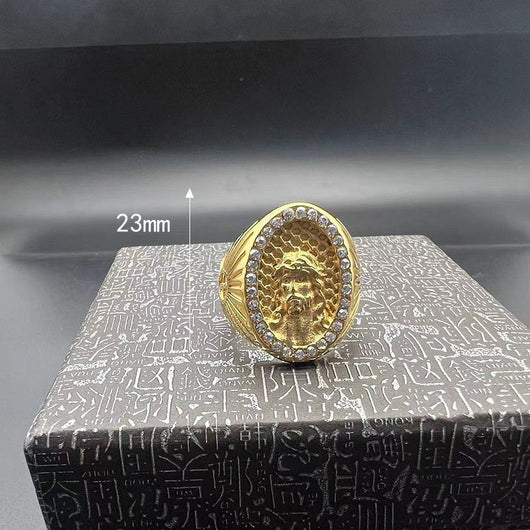 Anillo de Acero Titanio Chapado en Oro para Hombre - Estilo Hip-Hop - Image 7