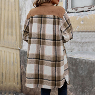 Abrigo Largo de Cuadros Cepillado con Bolsillos - Chaqueta de Invierno para Mujer - Image 2