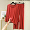 Conjunto Dos Piezas: Blusa V-Neck Contraste y Pantalón Recto Manga Larga