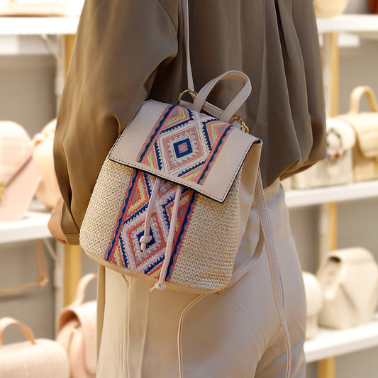 Bolso de Hombro Tejido con Patrón Diamante para Mujer