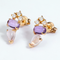 Aretes de Plata 925 Chapados en Oro 9K con Gota Geométrica y Piedra de Color