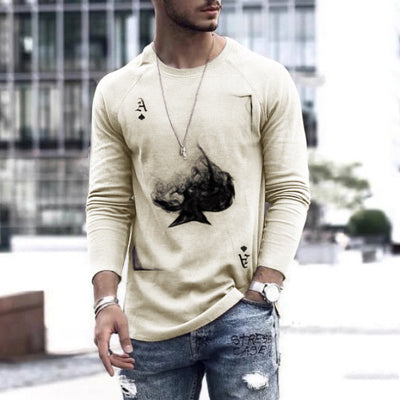 Playera Estampado Poker Cuello Redondo Manga Larga para Hombre - Image 10