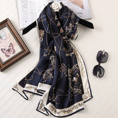 Pañuelo de Seda Estampado Satinado - Protección Solar y Elegancia - Image 2