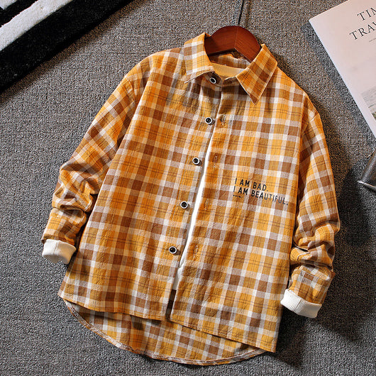 Camisa Cuadriculada de Manga Larga para Niños - Estilo Casual y Moderno - Image 8