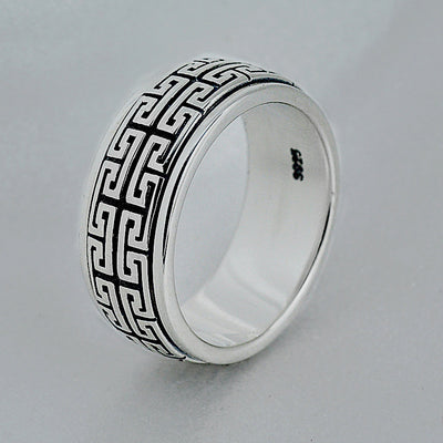 Anillo de Plata Tailandesa para Parejas con Patrón de la Gran Muralla - Image 10