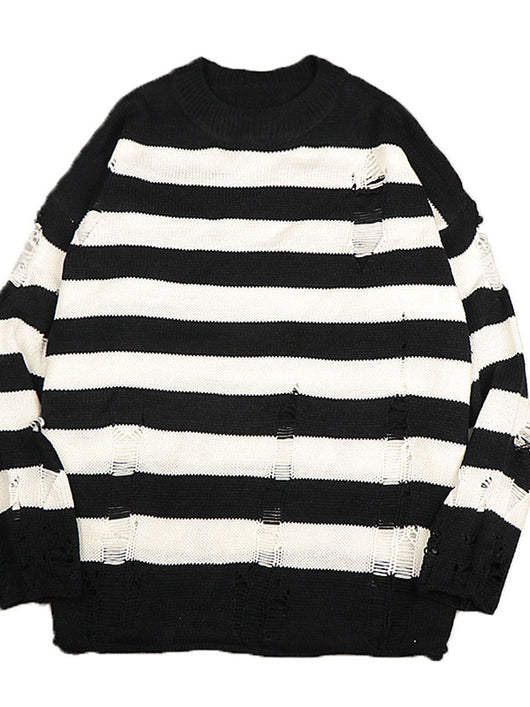 Suéter Tejido Jacquard a Rayas con Cuello Redondo - Image 12
