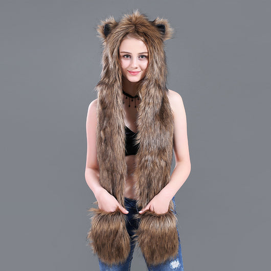 Gorro Infantil de Peluche con Bufanda y Guantes - Diseño de Dibujos Animados - Image 9