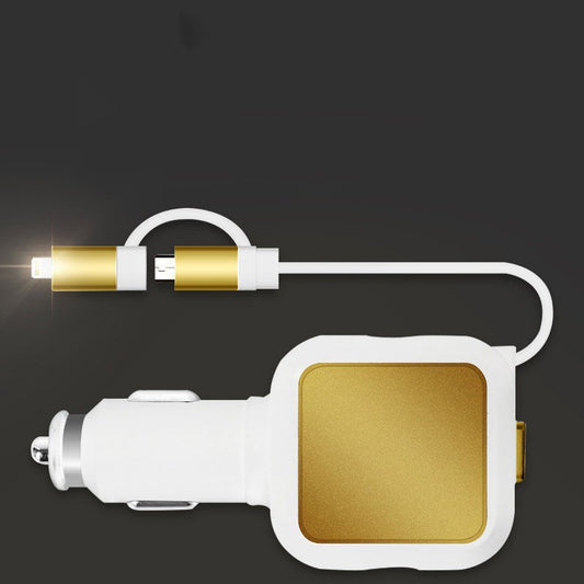 Cargador Dual USB Retráctil para Auto 2 en 1