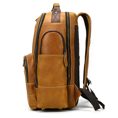 Mochila de Cuero Retro para Hombre - Gran Capacidad y Múltiples Bolsillos - Image 3