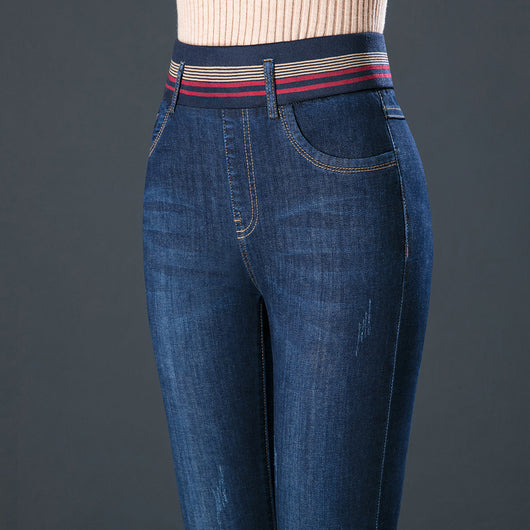 Pantalones Vaqueros Térmicos con Cintura Elástica para Otoño e Invierno - Image 9