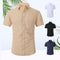 Camisa Lino Fresco Manga Corta Transpirable Color Sólido