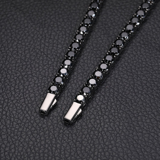 Cadena de Tenis Plata S925 Moissanita Negra - Collar Hip Hop para Hombre - Image 24