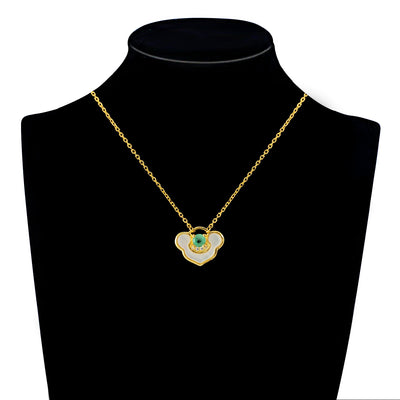 Collar Elegante Cierre Paz Plata S925 con Esmeralda Natural y Madreperla - Image 8