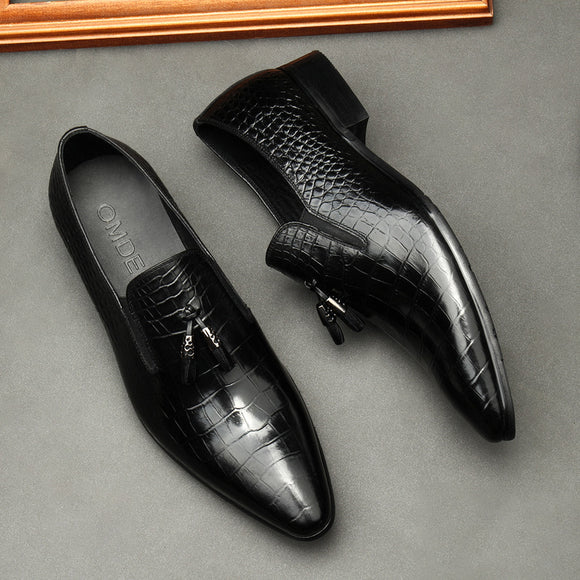 Zapatos de Cuero Genuino para Hombre Punta Aguda Estilo Ejecutivo
