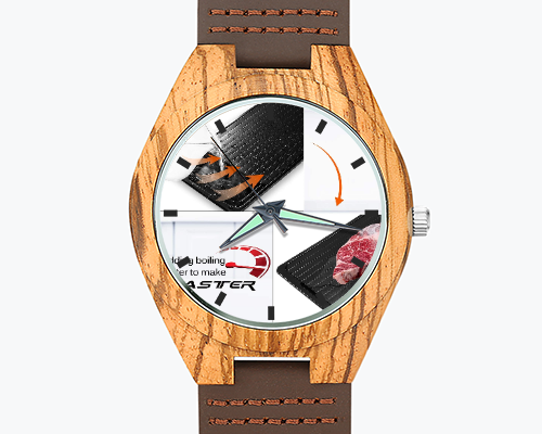 Reloj de Pulsera Personalizado en Madera con Correa de Cuero Marrón 45mm