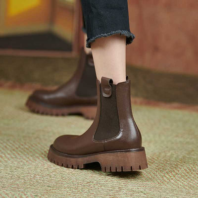 Botas Tubo Retro Slim Marrón Humo para Mujer - Image 11