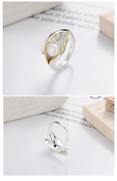 Anillo Ajustable de Perla Luxury con Detalles en Tonos Verdes - Image 7