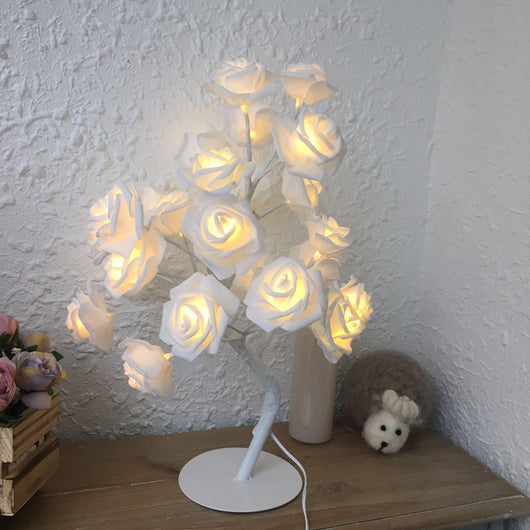 Lámpara LED Flor de Rosa con Árbol Bonsái - Luz Nocturna USB Recargable para Decoración - Image 11