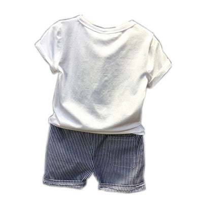 Conjunto Infantil Dinosaurio Cartoon con Franjas - Playera y Shorts - Image 4
