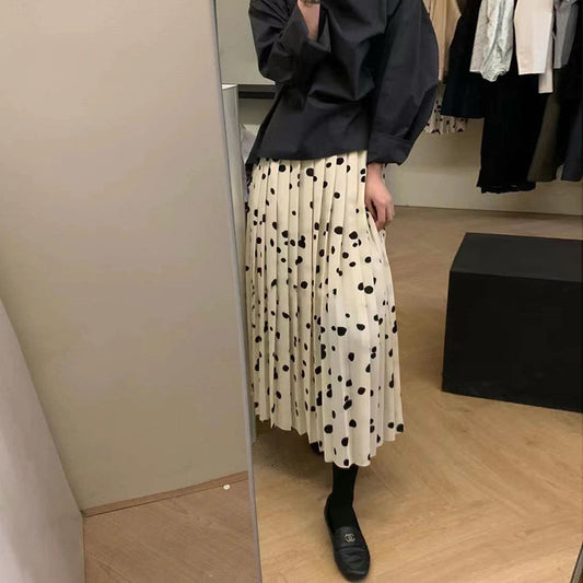 Falda Plisada Cintura Alta Elástica con Estampado de Lunares - Image 2