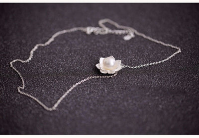 Collar de Plata de Ley 925 con Flor de Loto y Perla para Mujer - Image 2