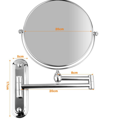 Espejo de Pared Doble Cara Giratorio Ajustable para Maquillaje y Baño