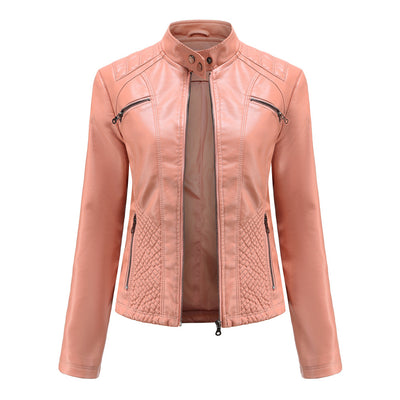 Chaqueta de Cuero para Mujer con Cuello Alzado - Estilo Casual - Image 20