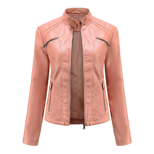 Chaqueta de Cuero para Mujer con Cuello Alzado - Estilo Casual - Image 20
