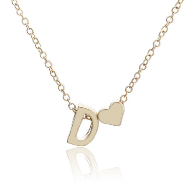 Collar de Corazón Melocotón con Letra del Alfabeto - Joyería Elegante para Mujer - Image 4