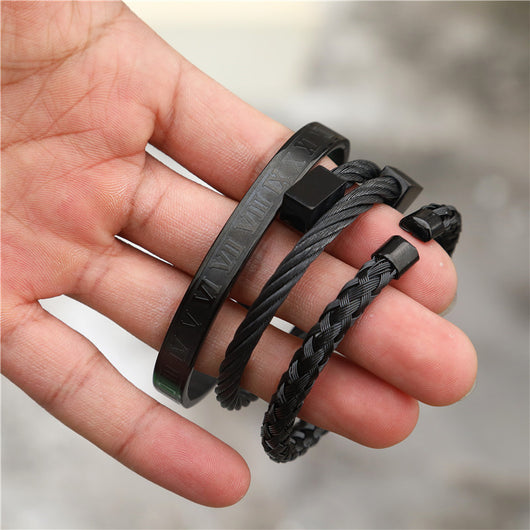 Pulsera de Acero Titanio Estilo Punk con Diseño Romano - Image 13