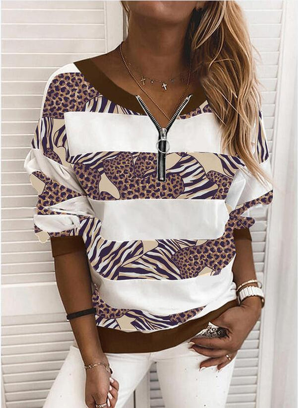 Blusa Manga Larga Blanca con Estampado de Hojas para Mujer - Image 13
