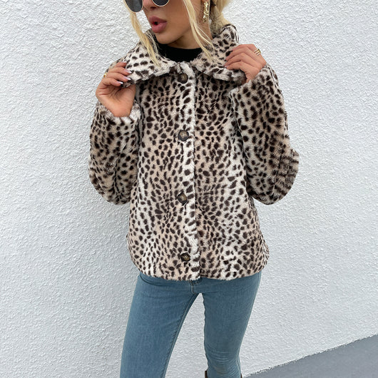 Cuello de Peluche Estampado Leopardo Artificial Premium - Image 6