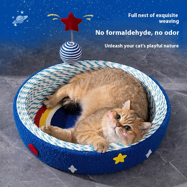 Rascador Tejido Redondo Diseño Cielo Estrellado para Gatos