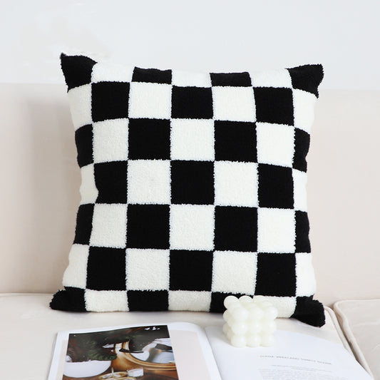 Cojín Decorativo Ajedrez Blanco y Negro para Sala - Image 2
