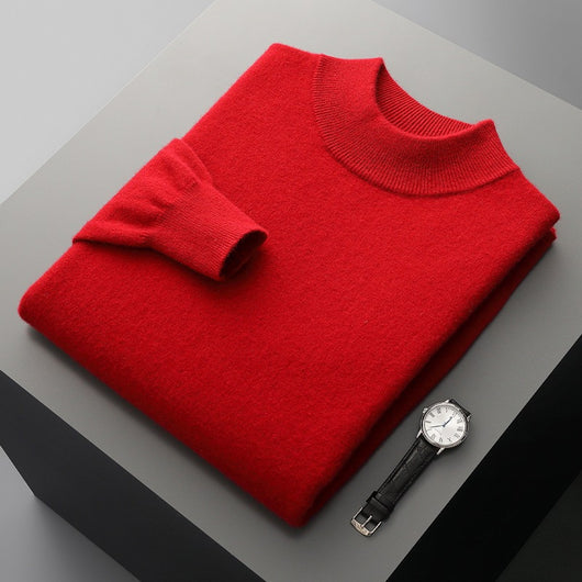 Suéter de Cuello Medio en Lana para Hombre - Pullover Ligero Otoño Invierno - Image 13
