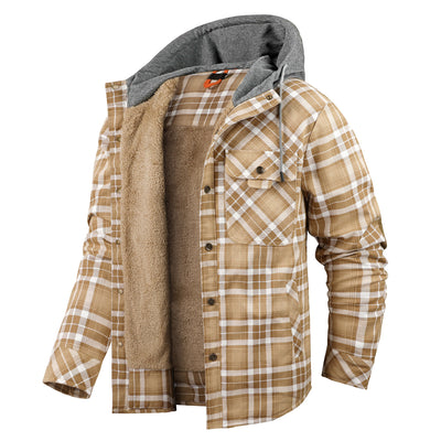Chaqueta Acolchada Térmica a Cuadros con Capucha y Forro Polar para Hombre - Image 8