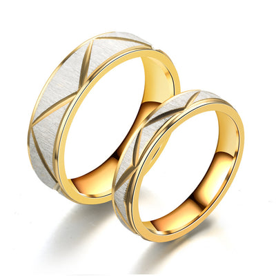 Anillo de Pareja en Acero Titanio Chapado en Oro 24K - Image 2