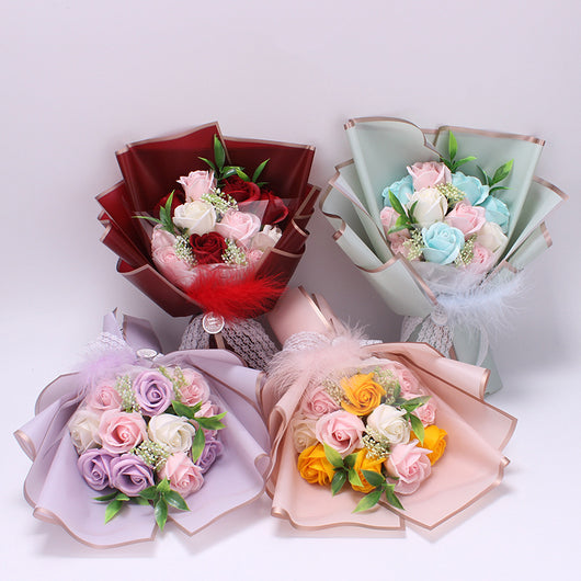 Ramo de Rosas de Jabón Artificial en Caja de Lujo - Regalo Perfecto para San Valentín y Tanabata