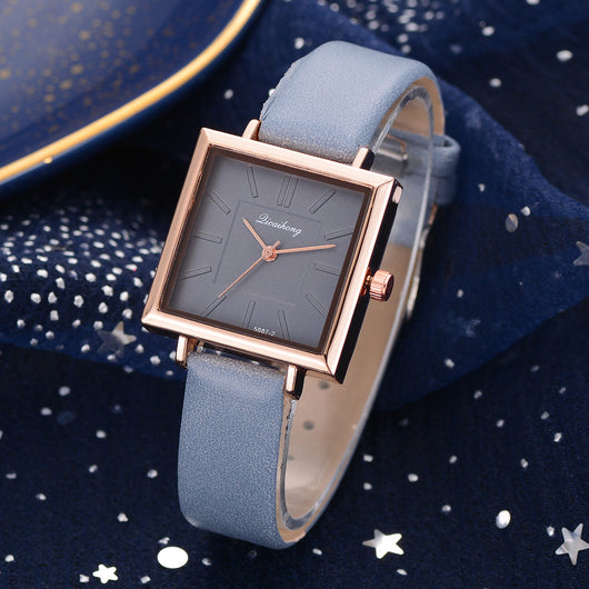 Reloj de Pulsera Cuadrado para Mujer con Cuero Contraído y Cristal - Image 4
