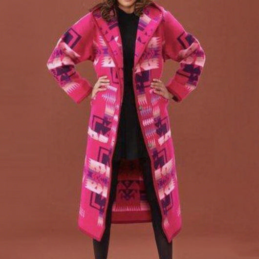 Abrigo Largo Estampado con Bolsillos para Mujer - Image 12