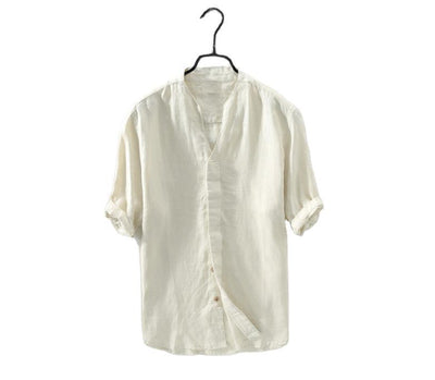 Camisa Manga Media en Algodón y Lino