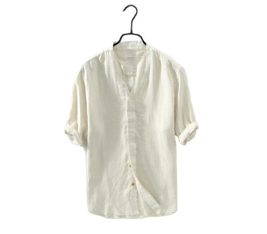 Camisa Manga Media en Algodón y Lino