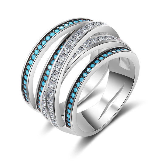 Anillo de Moda Enchapado con Incrustaciones Europeas y Estadounidenses - Image 4