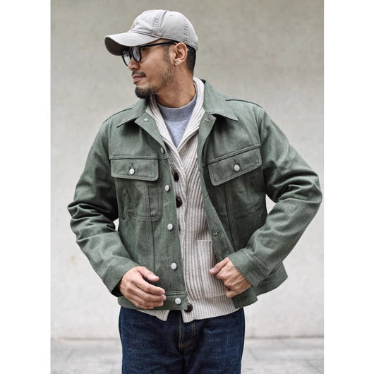 Chaqueta de Trabajo Denim Retro Vulcanizado 100% Algodón Puro para Hombre - Image 6
