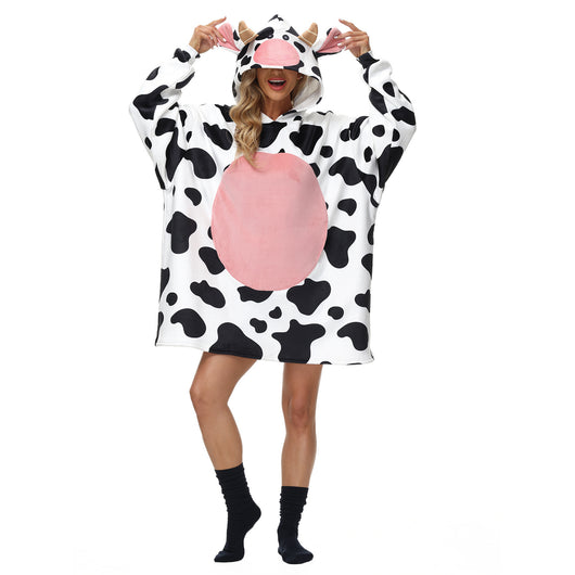 Abrigo Mujer Estampado Vaca con Relleno de Plumón Plateado - Image 3