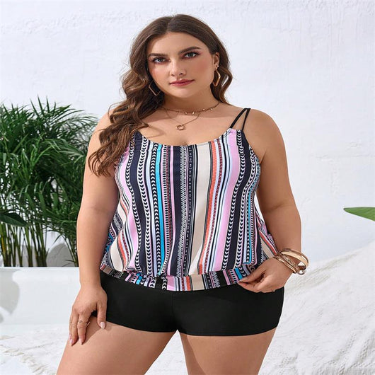Traje de Baño Talla Grande con Short Reductor y Cobertura Abdominal - Image 14
