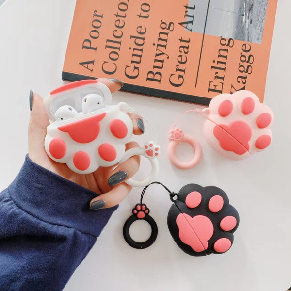 Funda Protectora de Silicona para Audífonos Diseño Patita de Gato