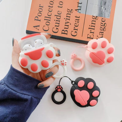 Funda Protectora de Silicona para Audífonos Diseño Patita de Gato