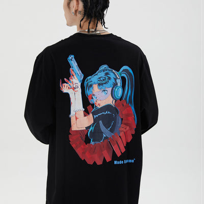 Playera Hiphop Suelta de Manga Larga