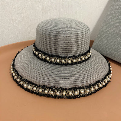 Sombrero Pescador con Alas Amplias y Detalles de Perlas Franjadas - Image 10